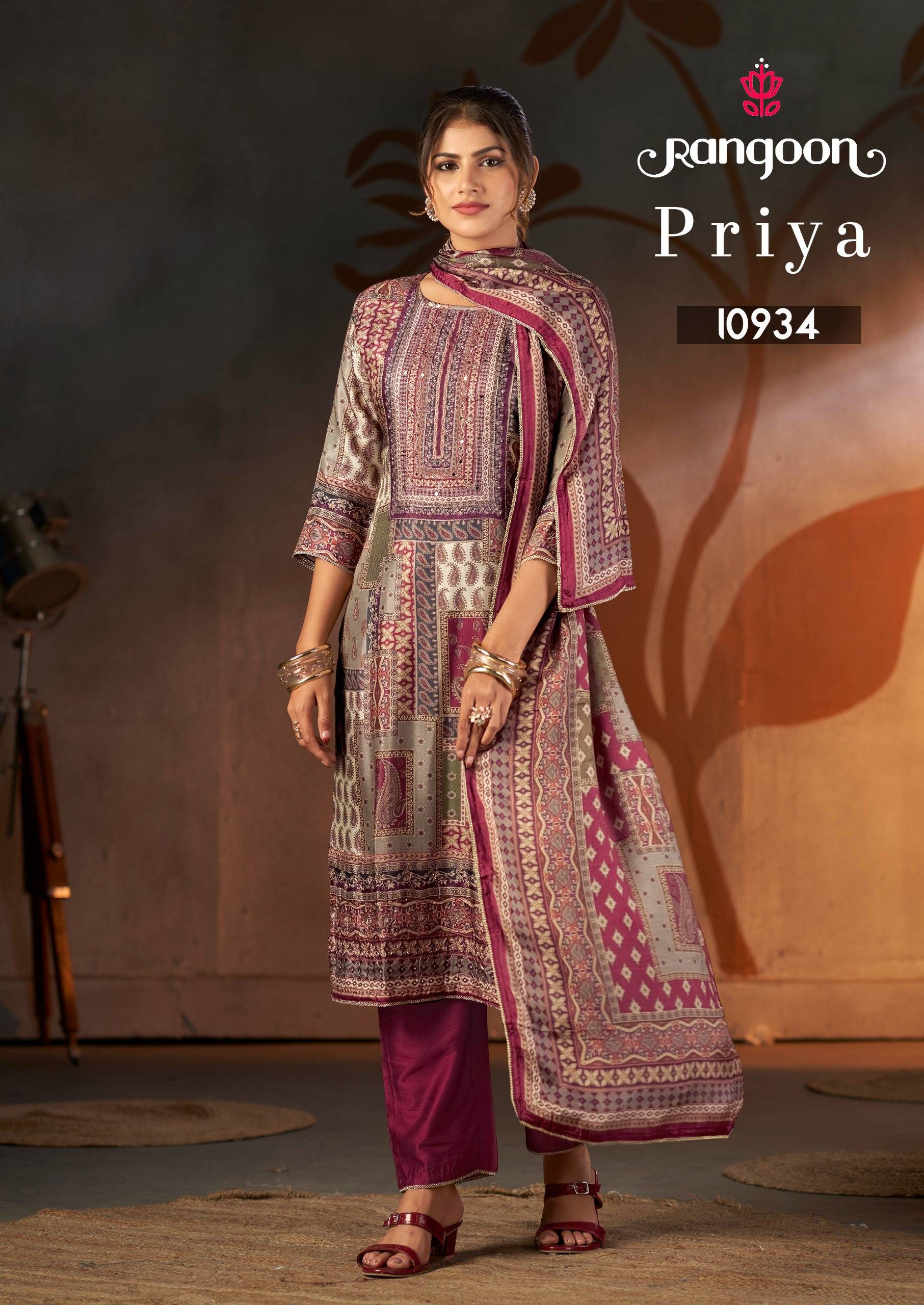 PRIYA by Rangoon 10931 to 10934 Series Indian Traditional casual wear Pure Muslin dresses At Wholesale Price
